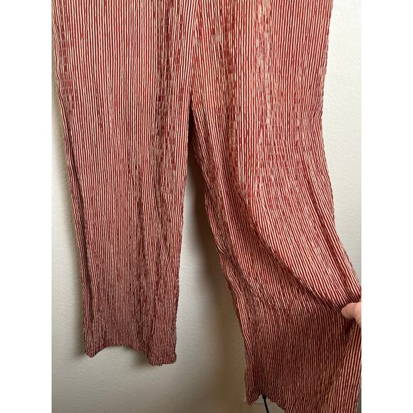 Roolee Women’s Rust Red White Striped Short Sleeve Jumpsuit Medium - Picture 4 of 14